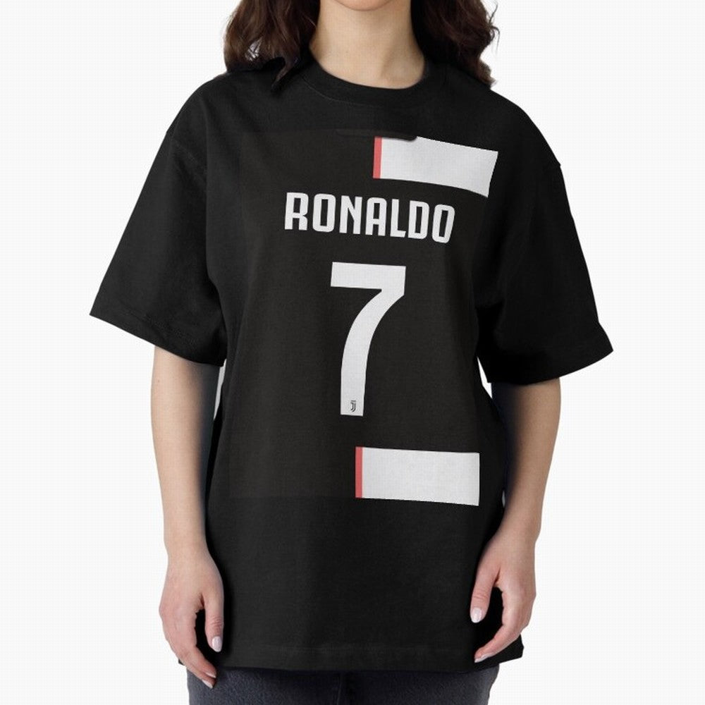 Ronaldo 7 Juventus 19-20 Retro Jersey Oversized T-Shirt Build FIFA World Cup 2026 Highlighting Haaland, France Energy, Sports Nostalgia, International Competition, Famous Players and Unforgettable Victories; Ideal for Passionate Fans Who Love