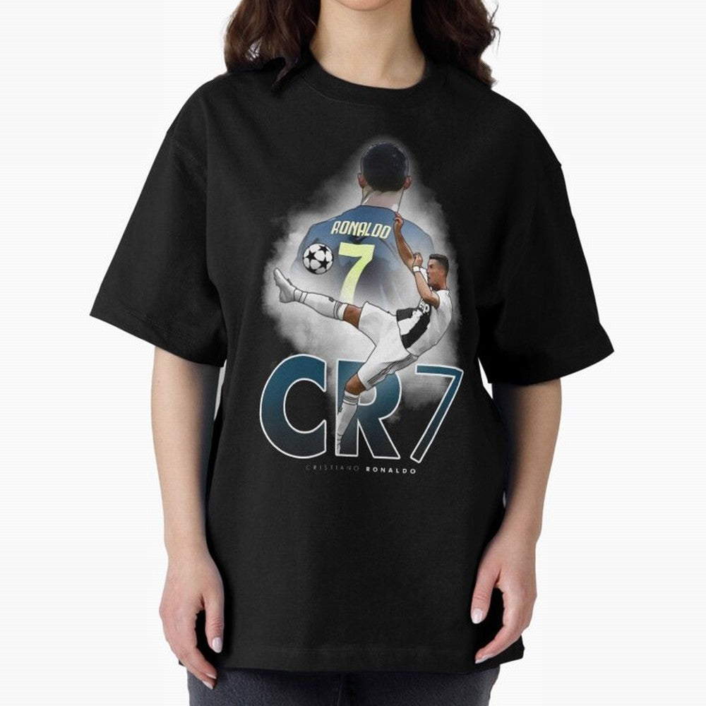 CR7 Oversized T-Shirt Feel Global Football Passion for FIFA World Cup 2026 USA Canada Mexico, Featuring CR7 and Messi, France and Portugal, Football Festival Excitement, Trophy Ambitions, Country Rivalries and Star Player Buzz; Great for Watch