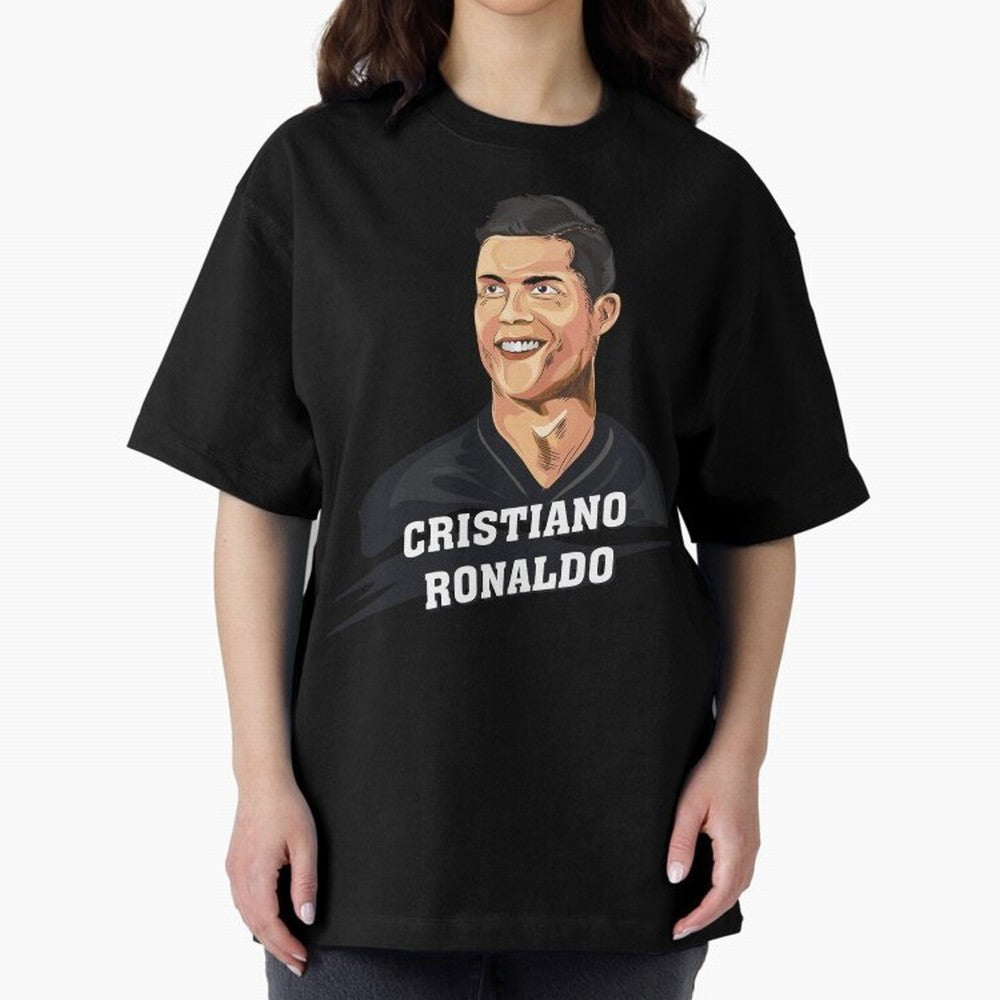 Cristiano Ronaldo Portrait Oversized T-Shirt Capture Stadium Memories from Match Day Hype around FIFA World Cup 2026 USA Canada Mexico, Haaland and Mbappe, Argentina, France and Brazil, Champion Mindset, Group Stage Buzz, Knockout Tension and