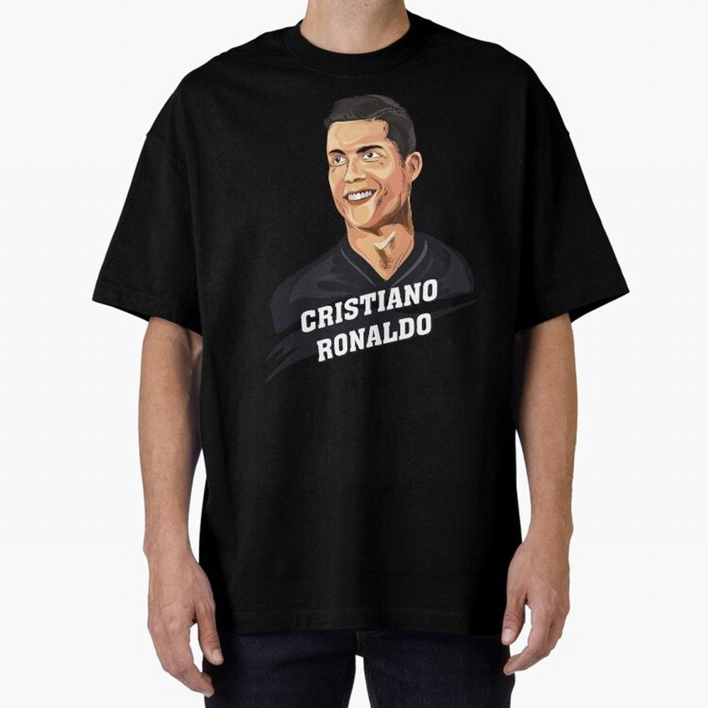 Cristiano Ronaldo Portrait Oversized T-Shirt Capture Stadium Memories from Match Day Hype around FIFA World Cup 2026 USA Canada Mexico, Haaland and Mbappe, Argentina, France and Brazil, Champion Mindset, Group Stage Buzz, Knockout Tension and