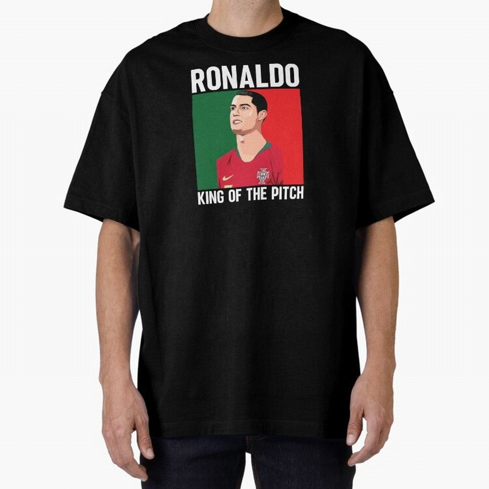 Ronaldo: King Of The Pitch Oversized T-Shirt Carry Global Football Passion for FIFA World Cup 2026 USA Canada Mexico, Made for Haaland and Mbappe, Brazil, Portugal and Argentina, Soccer Culture, Superstar Moments, National Team Dreams and