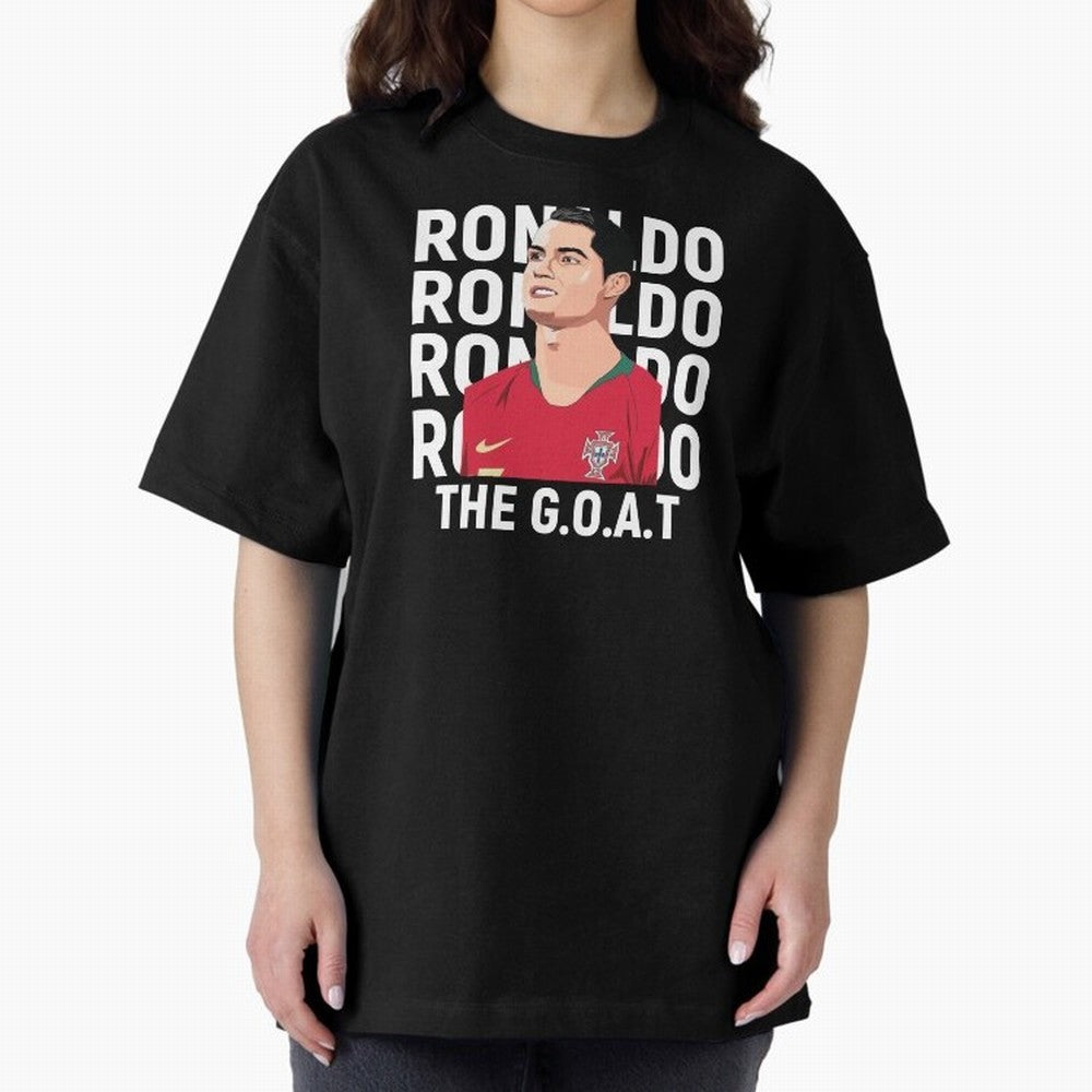 Ronaldo The Goat Oversized T-Shirt Turn Up for Global Football Passion for FIFA World Cup 2026 Group Stage, Made for Mbappe, Spain and Netherlands, Goal Celebration Energy, Supporter Heritage, Football Icons and Worldwide Tournament Joy; Great for
