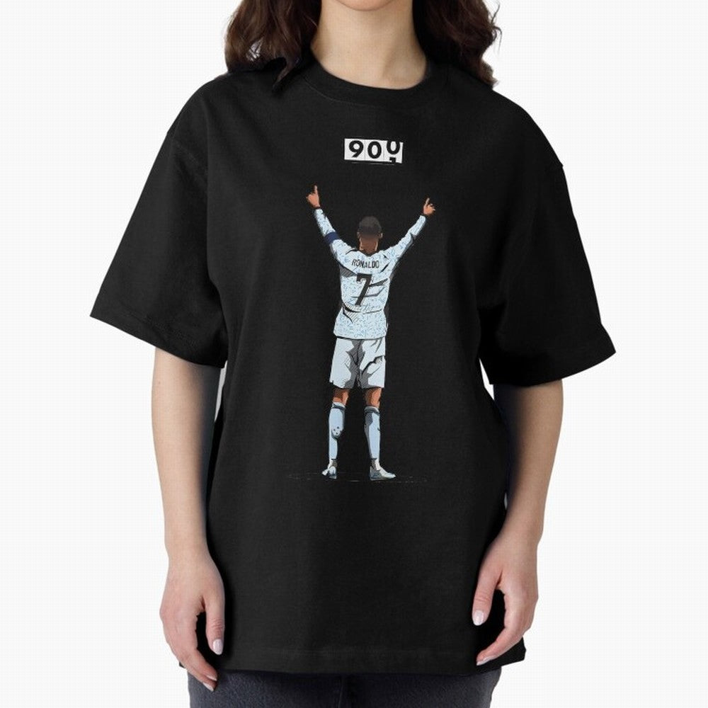 Ronaldo 900 Goals Celebration Iconic Football Design Oversized T-Shirt Celebrate Unforgettable Nights in Global Football Passion for FIFA World Cup 2026, Built around CR7, Spain and Netherlands, Stadium Chants, National Pride, Trophy Dreams and