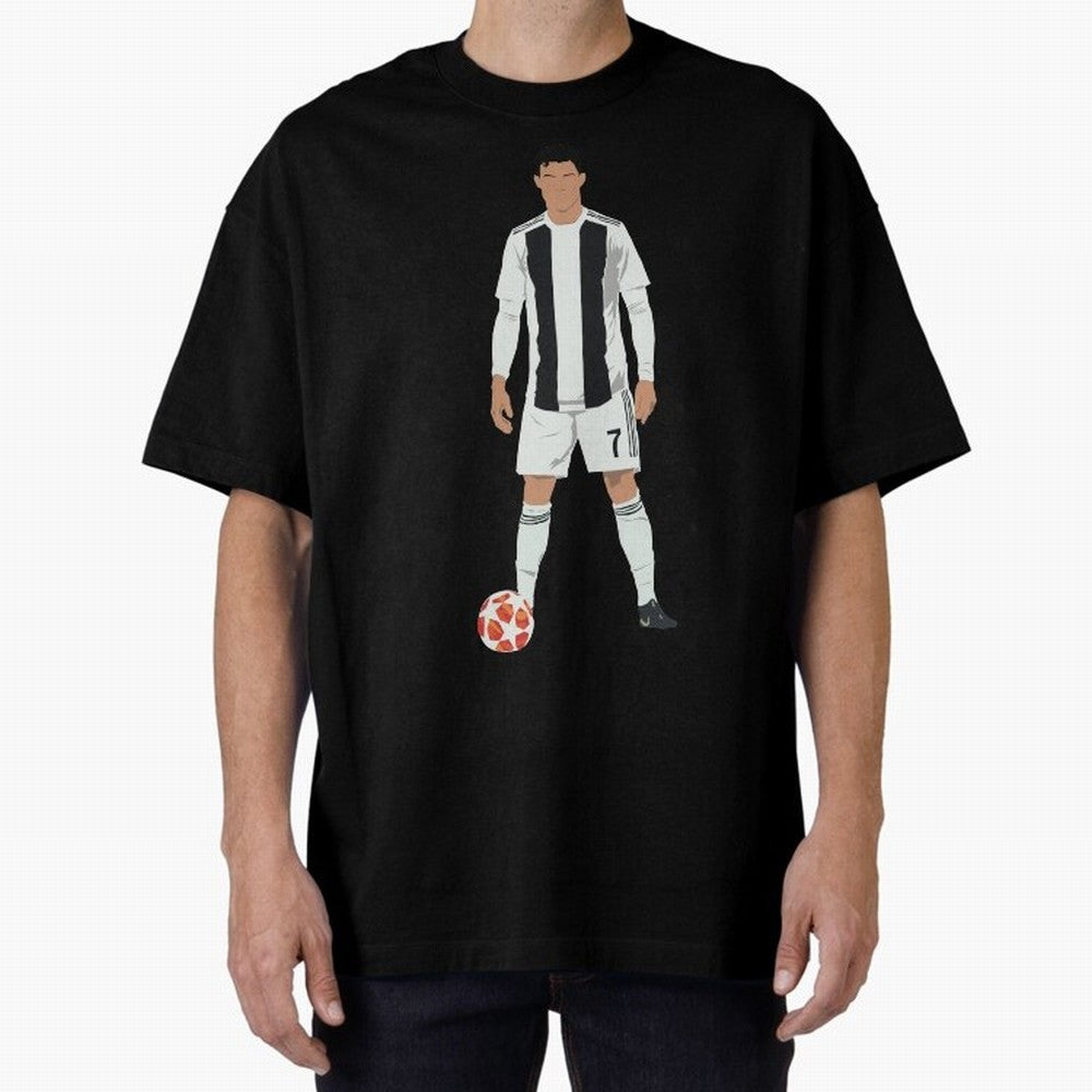 Ronaldo Stance Oversized T-Shirt Back Your Heroes with Global Football Passion for FIFA World Cup 2026 USA Canada Mexico, Driven by Mbappe, England, France and Netherlands, Football Festival Excitement, Trophy Ambitions, Country Rivalries and Star