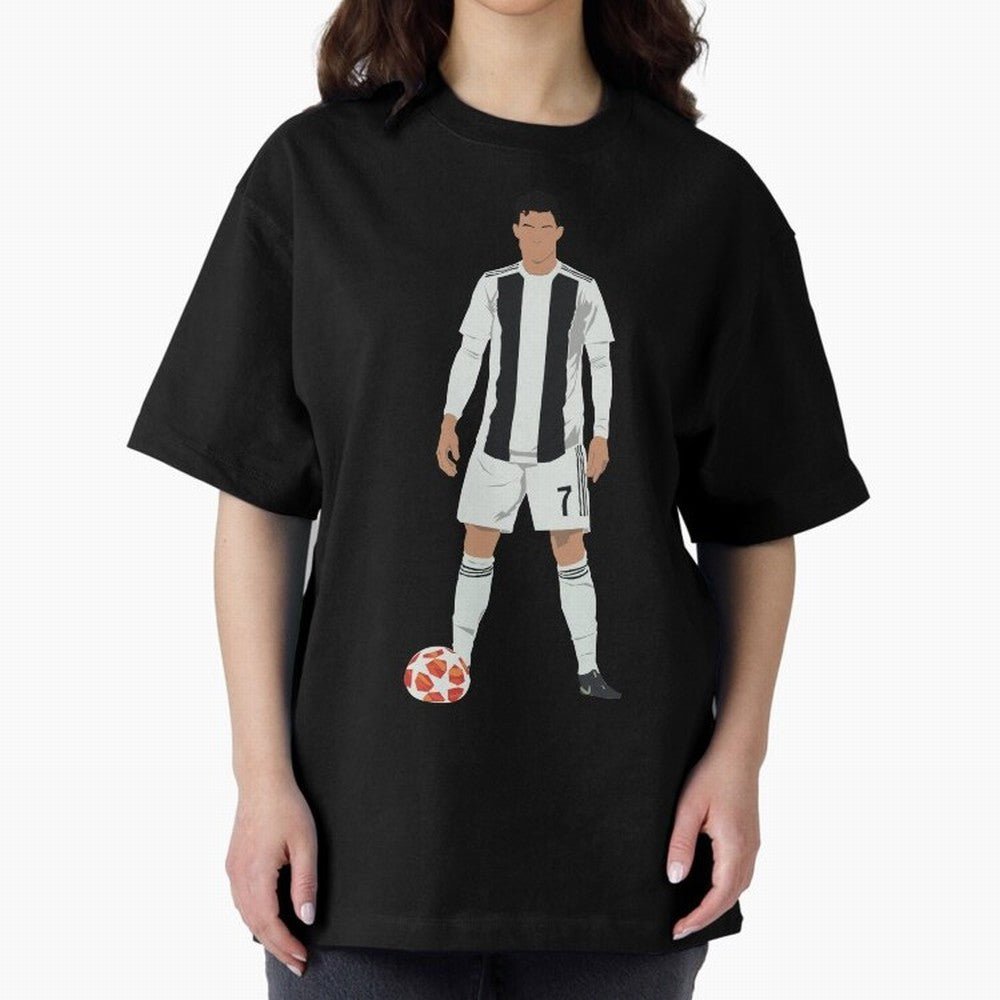 Ronaldo Stance Oversized T-Shirt Back Your Heroes with Global Football Passion for FIFA World Cup 2026 USA Canada Mexico, Driven by Mbappe, England, France and Netherlands, Football Festival Excitement, Trophy Ambitions, Country Rivalries and Star