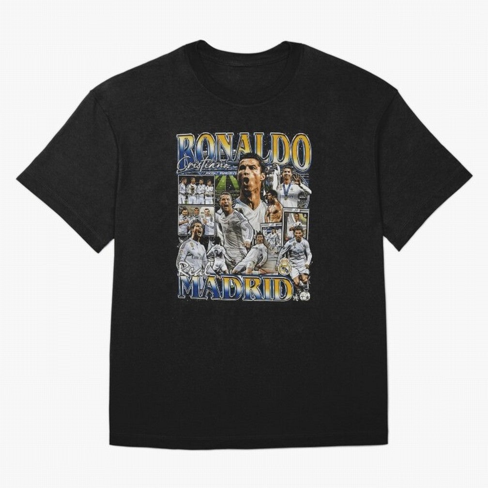 Cristiano Ronaldo Real Vintage Bootleg Oversized T-Shirt Show Your Stadium Side during Global Football Passion for FIFA World Cup 2026 USA Canada Mexico, Inspired by Mbappe and Neymar, Portugal, Goal Celebration Energy, Supporter Heritage, Football