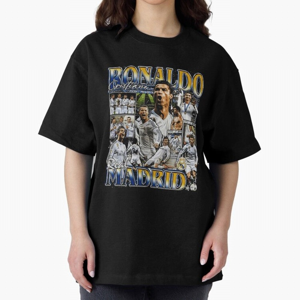 Cristiano Ronaldo Real Vintage Bootleg Oversized T-Shirt Show Your Stadium Side during Global Football Passion for FIFA World Cup 2026 USA Canada Mexico, Inspired by Mbappe and Neymar, Portugal, Goal Celebration Energy, Supporter Heritage, Football