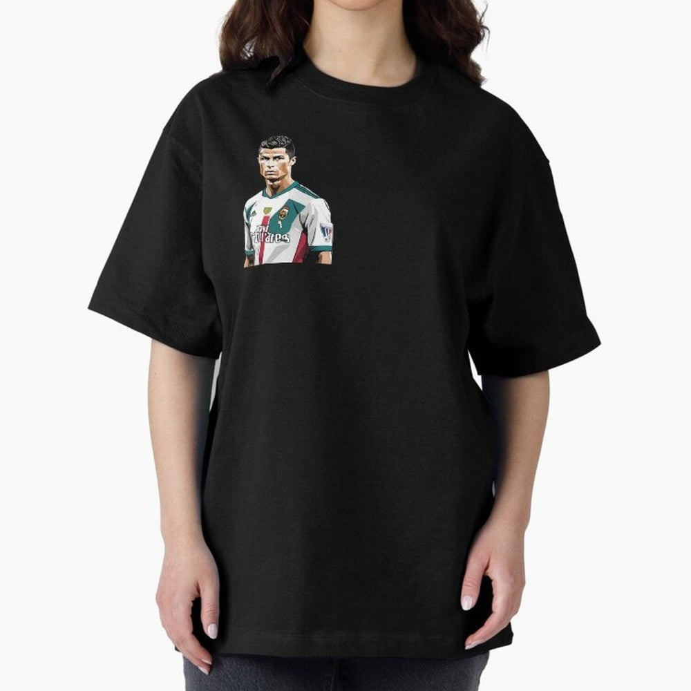 Cristiano Ronaldo Oversized T-Shirt Honor the Football Icons of FIFA World Cup 2026 Spirit, Driven by Brazil, Messi, Neymar and Mbappe, Match Day Excitement, Supporter Culture, Golden Goals and Global Football Passion; Great for Watch Parties,