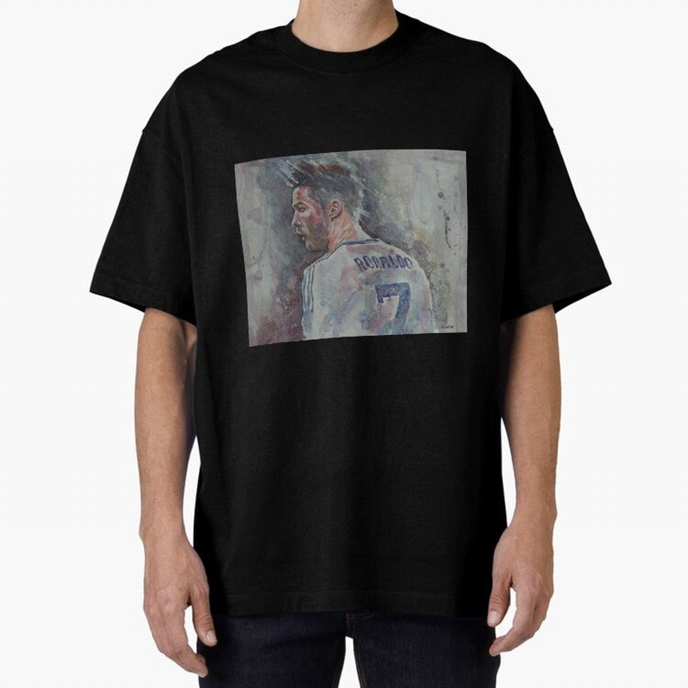 Cristiano Ronaldo - Portrait 1 Oversized T-Shirt Make Every Kick Count in FIFA World Cup 2026 for Fans of Haaland and Mbappe and Brazil, Bringing Champion Mindset, Group Stage Buzz, Knockout Tension and Passionate Fan Culture; Created for Match Day
