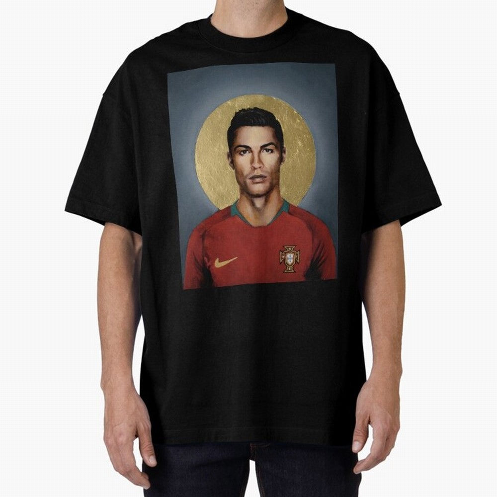 Cristiano Ronaldo CR7 Saint Portugal Football Legend Fan Art Oversized T-Shirt Feel the Heartbeat of Global Football Passion for FIFA World Cup 2026 Group Stage, Inspired by Messi, France and Portugal, Worldwide Fan Energy, Dramatic Goals, Stadium