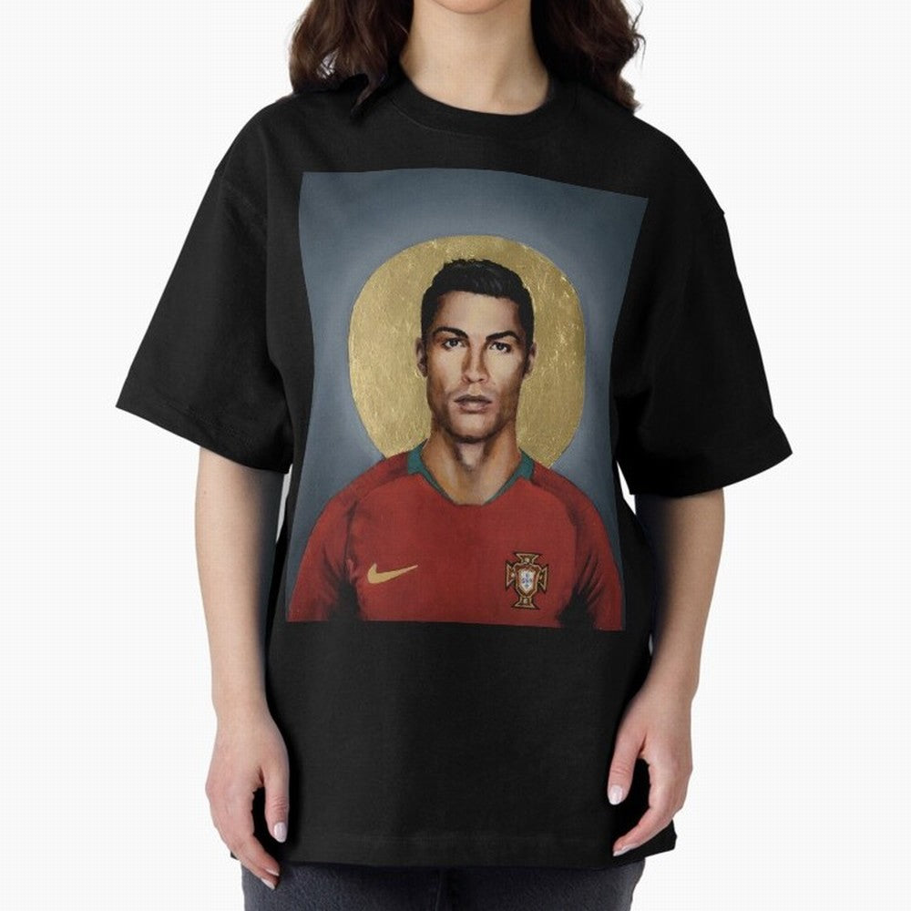 Cristiano Ronaldo CR7 Saint Portugal Football Legend Fan Art Oversized T-Shirt Feel the Heartbeat of Global Football Passion for FIFA World Cup 2026 Group Stage, Inspired by Messi, France and Portugal, Worldwide Fan Energy, Dramatic Goals, Stadium