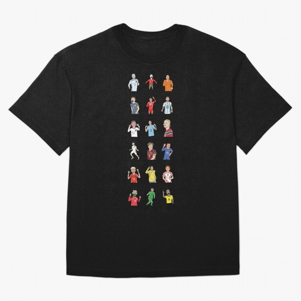 Badly Drawn Footballers Oversized T-Shirt Relive Legendary Nights from Match Day Hype around FIFA World Cup 2026 Group Stage, CR7 and Messi, Spain and Netherlands, Tournament Hype, Historic Matchups, Family Viewing Parties and Global Sports Pride;