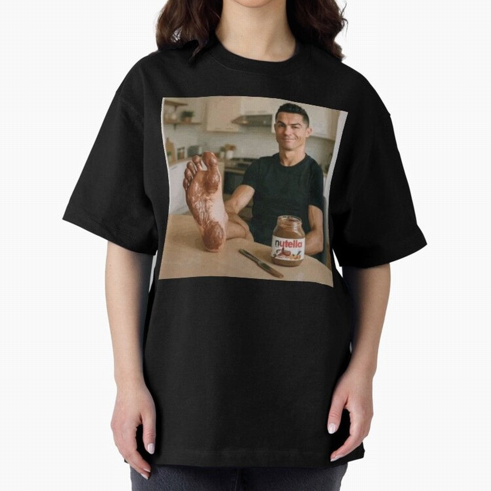 Ronaldo Nutella (LOW RES) Oversized T-Shirt Represent Fans Who Live for the FIFA World Cup 2026 Group Stage Journey through Cristiano Ronaldo, Haaland and CR7 Highlights, France Pride, Stadium Memories, Football Loyalty, International Chants and