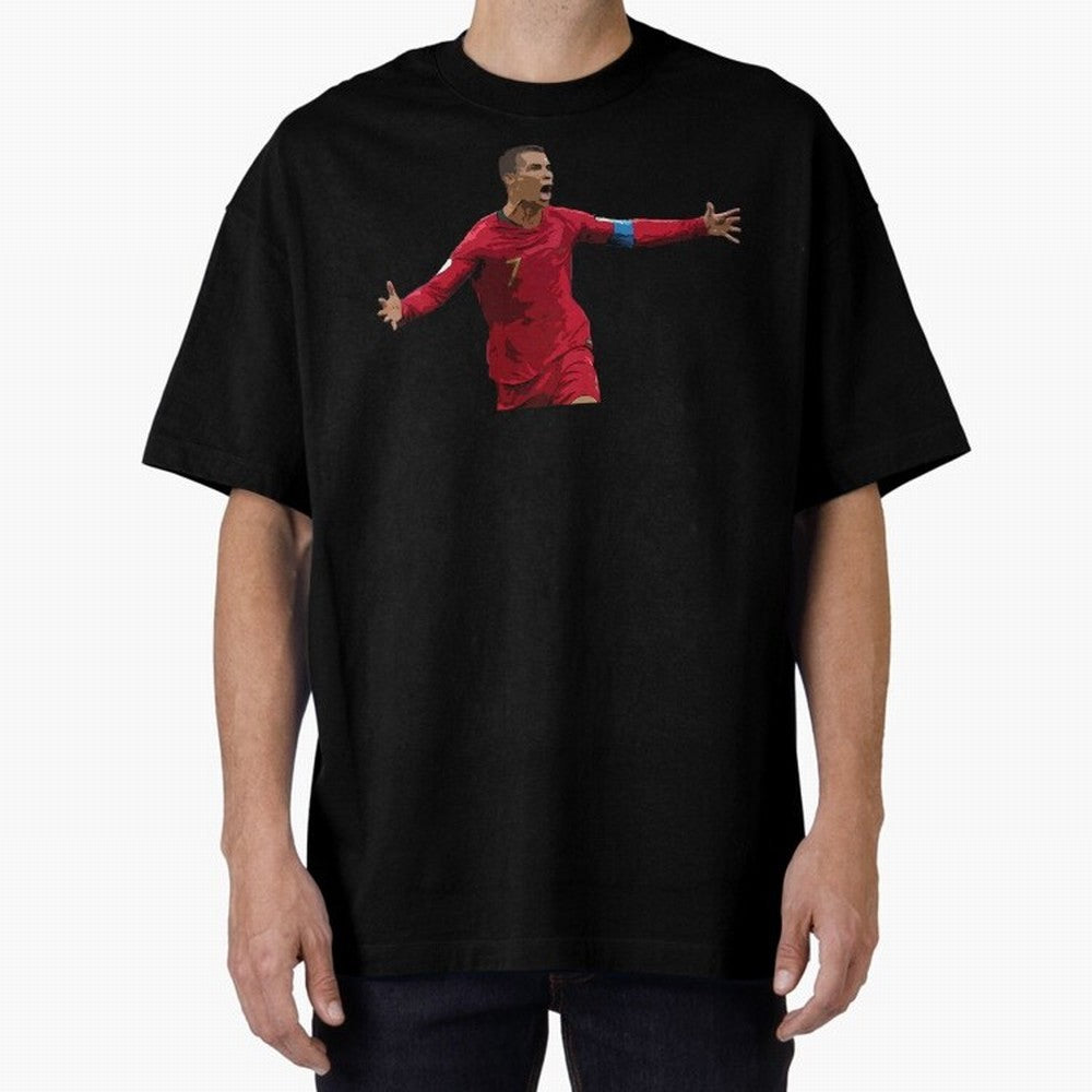Cristiano Ronaldo Oversized T-Shirt Stand with Global Football Passion for FIFA World Cup 2026, Capturing Cristiano Ronaldo, Portugal, Spain and Germany, Fan Favorite Moments, National Team Passion, Big Match Drama and Soccer History; Built for