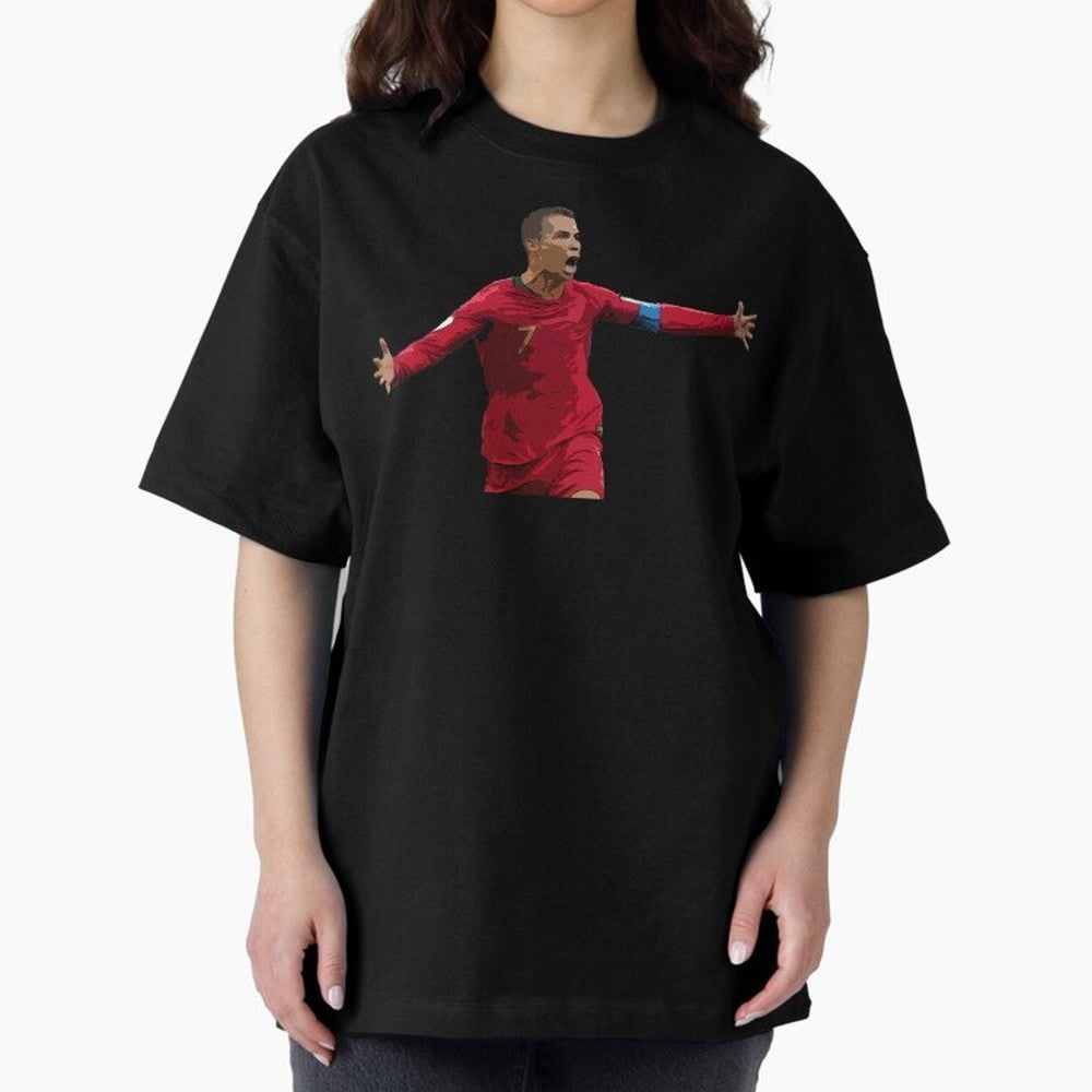 Cristiano Ronaldo Oversized T-Shirt Stand with Global Football Passion for FIFA World Cup 2026, Capturing Cristiano Ronaldo, Portugal, Spain and Germany, Fan Favorite Moments, National Team Passion, Big Match Drama and Soccer History; Built for