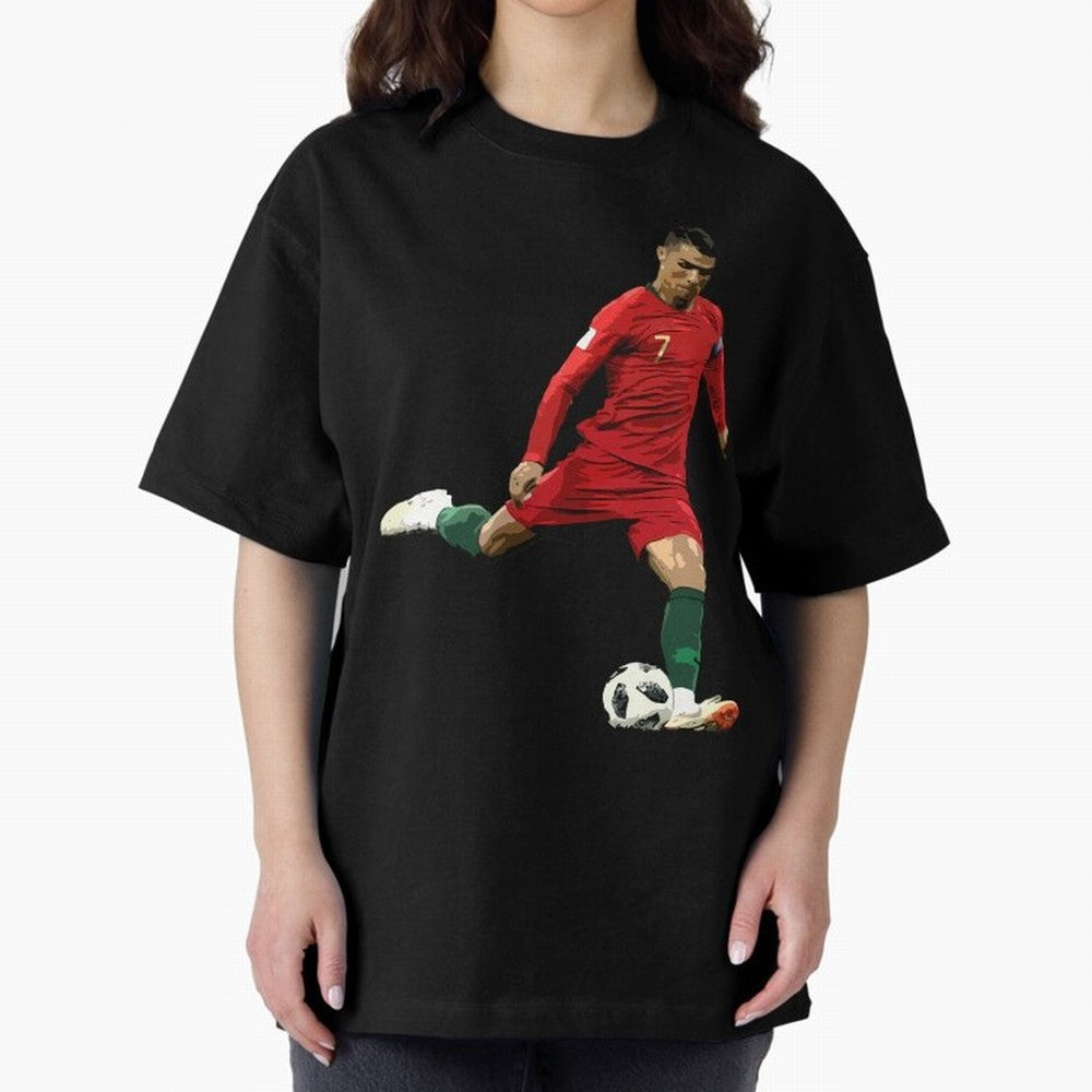 Cristiano Ronaldo Oversized T-Shirt Stand with Match Day Hype around FIFA World Cup 2026 Group Stage, CR7 and Messi, Argentina and Brazil, Global Supporter Spirit, Legendary Goals, National Colors and Tournament Celebration; Made for Die Hard