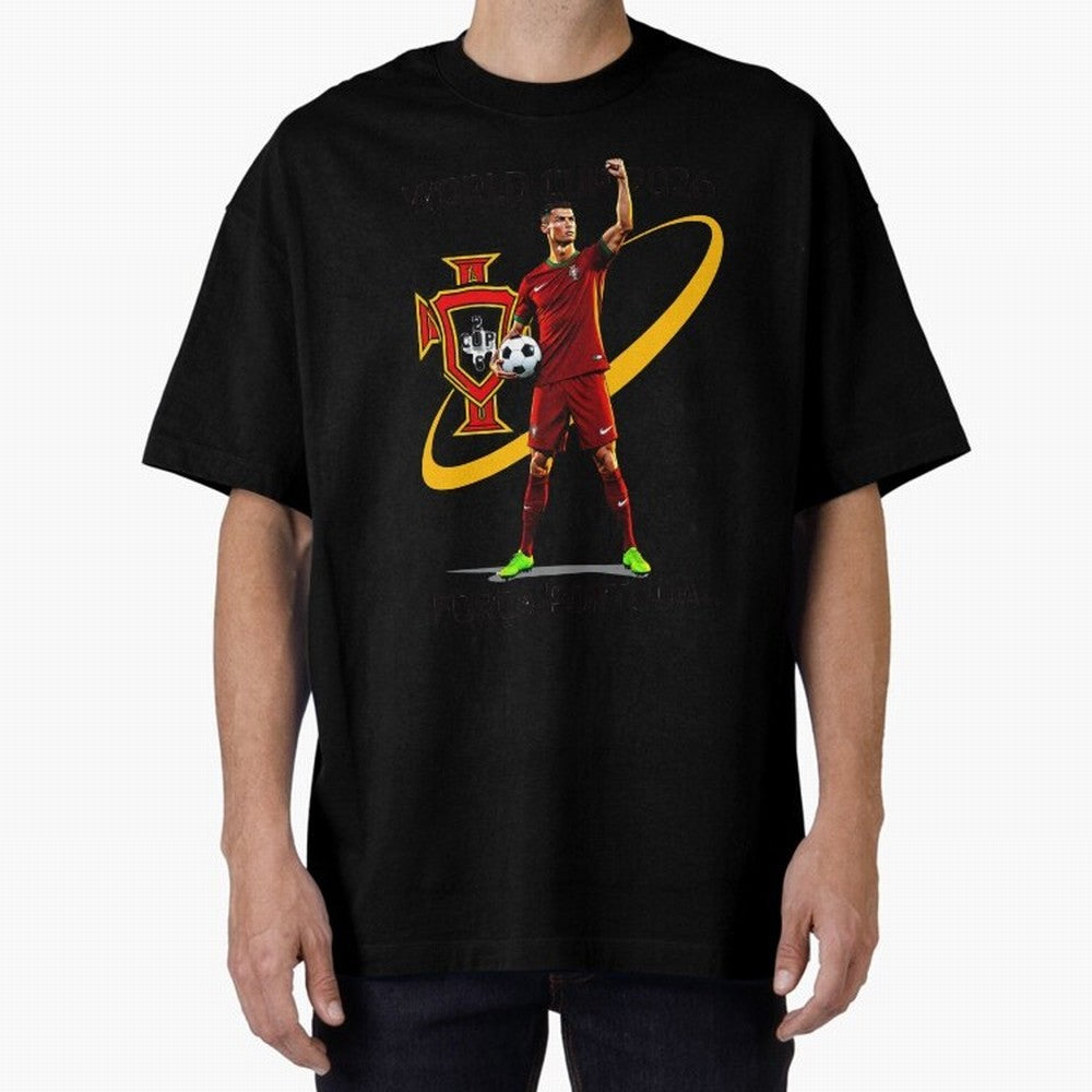 FIFA World Cup 2026 - Portugal Fan Oversized T-Shirt Represent Fans Who Live for Match Day Hype around FIFA World Cup 2026 Group Stage, Messi, Neymar and Mbappe, England, Football Festival Excitement, Trophy Ambitions, Country Rivalries and Star