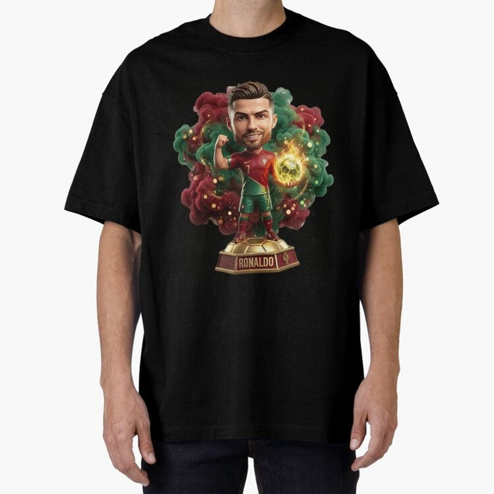 Ronaldo Portugal 2026 - Legend Soccer Chibi 3D Oversized T-Shirt Showcase the FIFA World Cup 2026 USA Canada Mexico Journey through Messi Highlights, England and Germany Pride, Soccer Culture, Superstar Moments, National Team Dreams and Competitive
