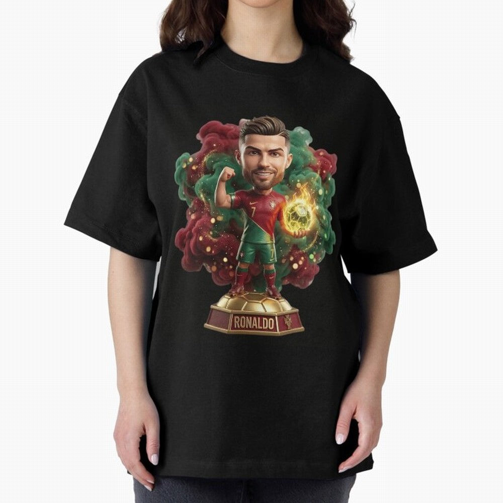 Ronaldo Portugal 2026 - Legend Soccer Chibi 3D Oversized T-Shirt Showcase the FIFA World Cup 2026 USA Canada Mexico Journey through Messi Highlights, England and Germany Pride, Soccer Culture, Superstar Moments, National Team Dreams and Competitive