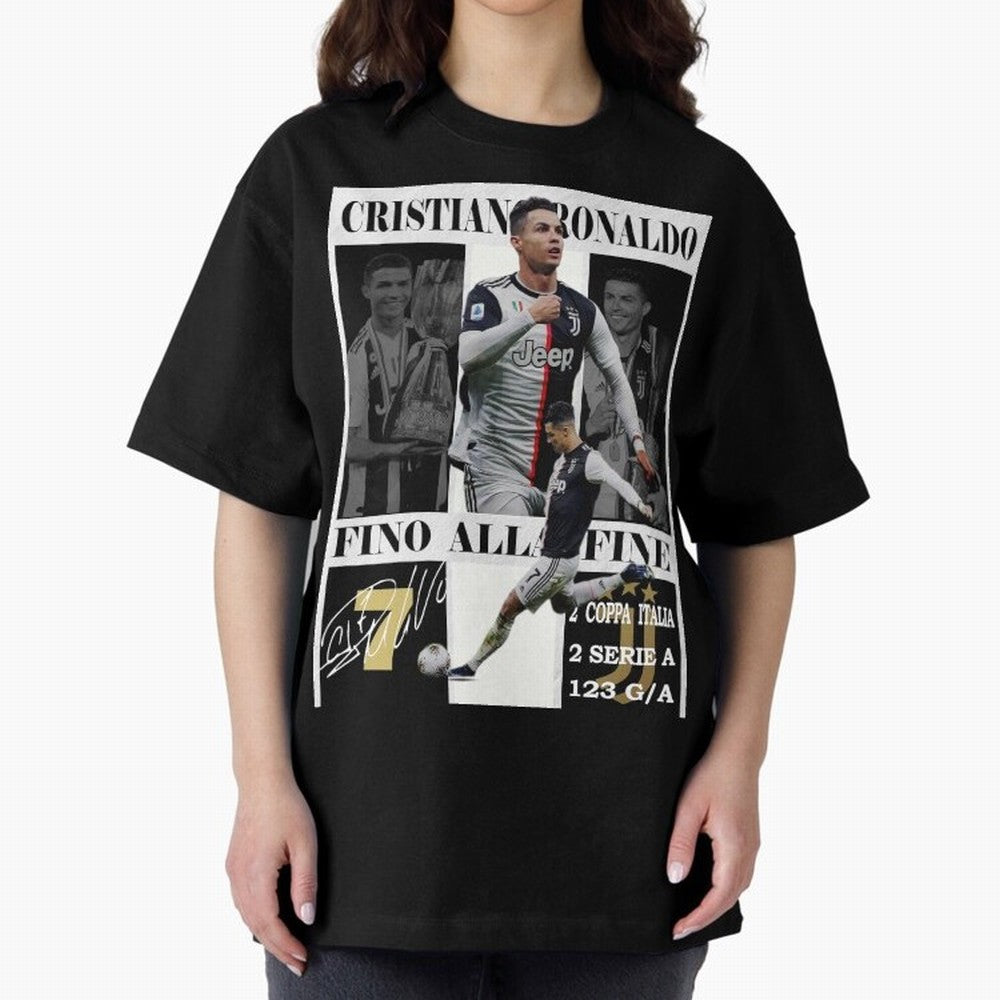 Cristiano Ronaldo Juventus Poster - Iconic CR7 Turin Fan Art Print Oversized T-Shirt Unlock FIFA World Cup 2026 with Messi, CR7 and Mbappe, Netherlands Energy, Championship Spirit, Famous Goals, Roaring Crowds and International Football Unity;