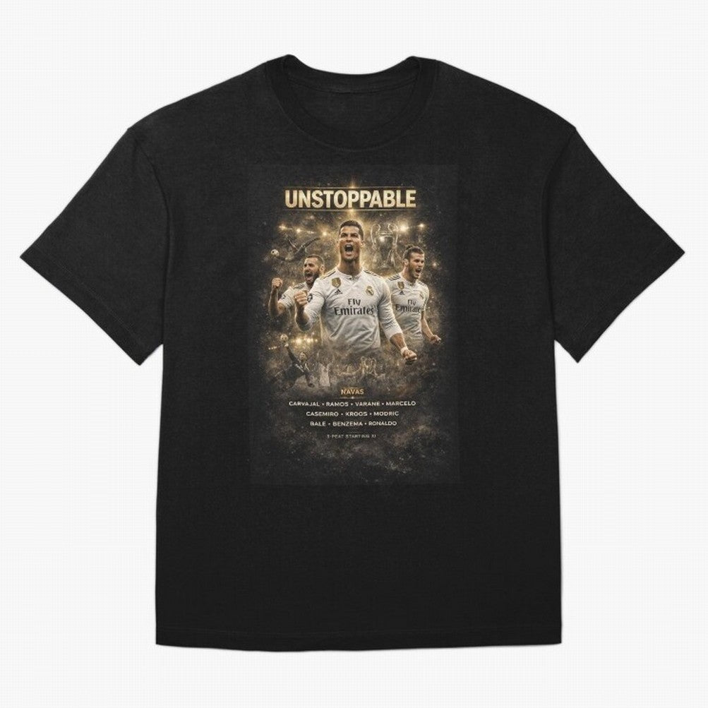 Unstoppable - Real Madrid Oversized T-Shirt Bring Home the FIFA World Cup 2026 Group Stage Journey through Neymar, Haaland and Cristiano Ronaldo Highlights, Portugal Pride, Tournament Hype, Historic Matchups, Family Viewing Parties and Global