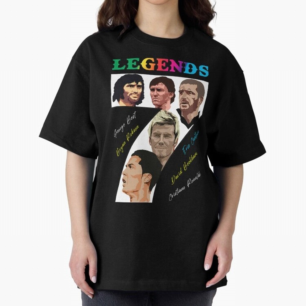 LEGENDS OF FOOTBALL Oversized T-Shirt Support FIFA World Cup 2026 Group Stage Filled with CR7, France and Portugal Energy, Football Festival Excitement, Trophy Ambitions, Country Rivalries and Star Player Buzz; Created for Match Day Parties, Soccer