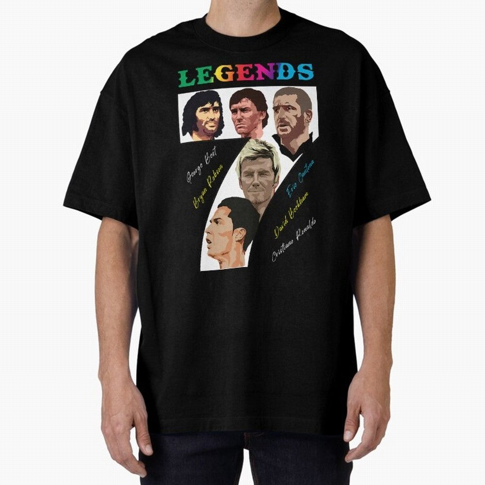 LEGENDS OF FOOTBALL Oversized T-Shirt Support FIFA World Cup 2026 Group Stage Filled with CR7, France and Portugal Energy, Football Festival Excitement, Trophy Ambitions, Country Rivalries and Star Player Buzz; Created for Match Day Parties, Soccer