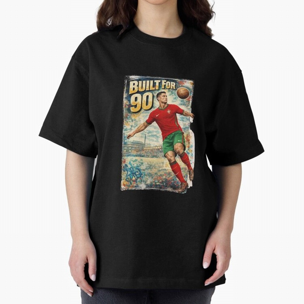 Built For 90 ¨C Vintage Football Streetwear Poster Oversized T-Shirt Celebrate Fan Culture around Match Day Hype around FIFA World Cup 2026 Group Stage, Cristiano Ronaldo, Argentina, France and Brazil, Classic Soccer Heritage, Championship