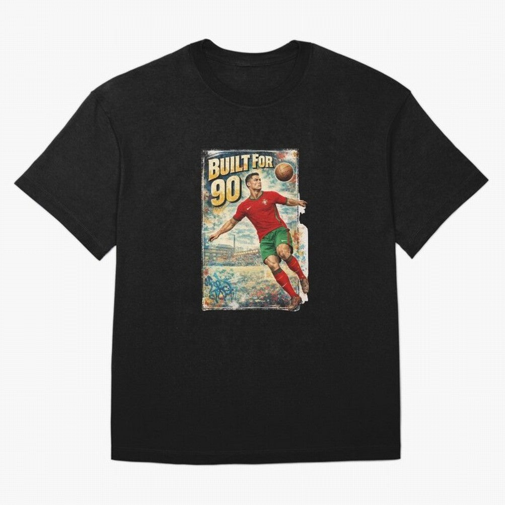 Built For 90 ¨C Vintage Football Streetwear Poster Oversized T-Shirt Celebrate Fan Culture around Match Day Hype around FIFA World Cup 2026 Group Stage, Cristiano Ronaldo, Argentina, France and Brazil, Classic Soccer Heritage, Championship