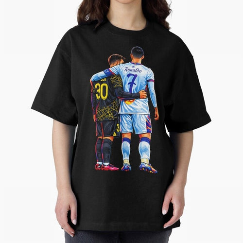 2 GOATS Oversized T-Shirt Fuel the Hype around FIFA World Cup 2026 USA Canada Mexico for Fans of Messi, CR7 and Mbappe and England, France and Netherlands, Bringing Stadium Memories, Football Loyalty, International Chants and Championship