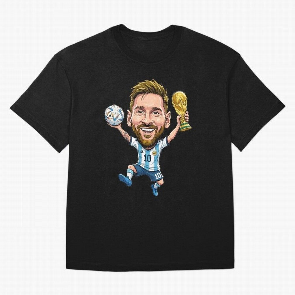 Messi Campion Caricatur Oversized T-Shirt Follow Every Goal of the FIFA World Cup 2026 Journey through Cristiano Ronaldo, Haaland and CR7 Highlights, Portugal, Spain and Germany Pride, Global Supporter Spirit, Legendary Goals, National Colors and