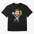 Messi Campion Caricatur Oversized T-Shirt Follow Every Goal of the FIFA World Cup 2026 Journey through Cristiano Ronaldo, Haaland and CR7 Highlights, Portugal, Spain and Germany Pride, Global Supporter Spirit, Legendary Goals, National Colors and