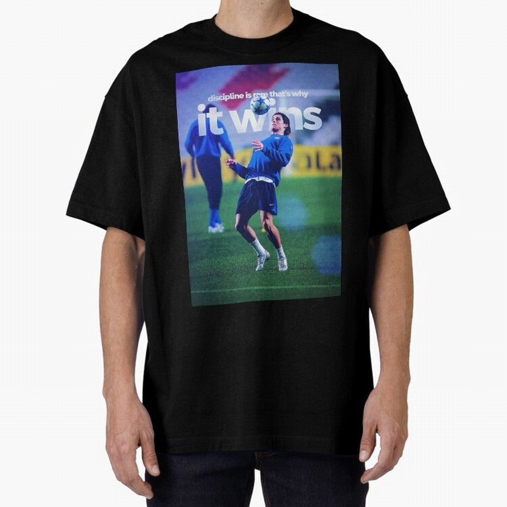 Cristiano Ronaldo - Discipline is rare that's why it wins Oversized T-Shirt Bring Stadium Energy to the FIFA World Cup 2026 Journey through Mbappe and Neymar Highlights, Netherlands Pride, Sports Nostalgia, International Competition, Famous Players