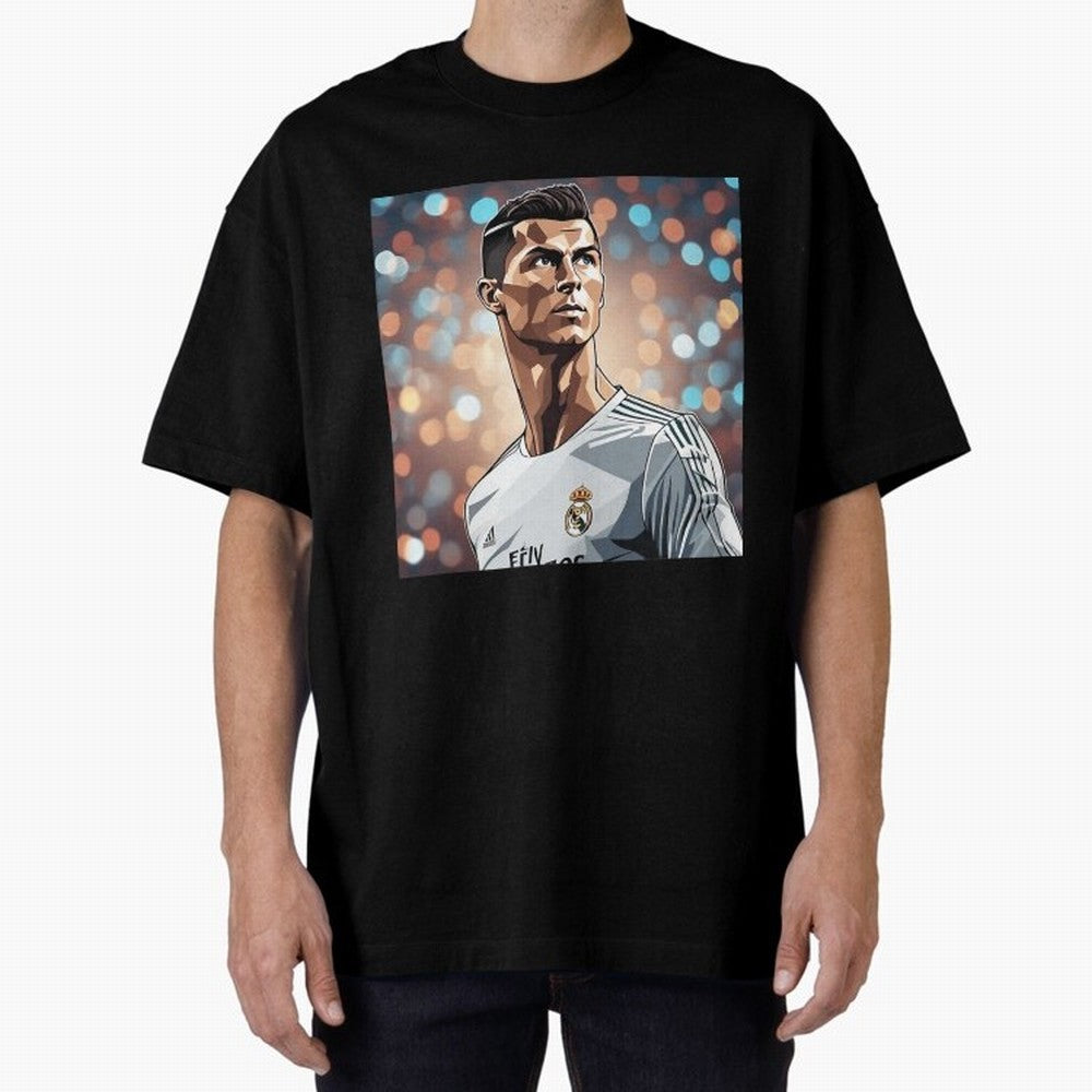 Ronaldo Cr7 Cristiano The Goat Artwork Futbol Soccer Oversized T-Shirt Celebrate the Biggest Stage of FIFA World Cup 2026 for Fans of Messi, Neymar and Mbappe and Argentina, France and Brazil, Bringing Classic Soccer Heritage, Championship