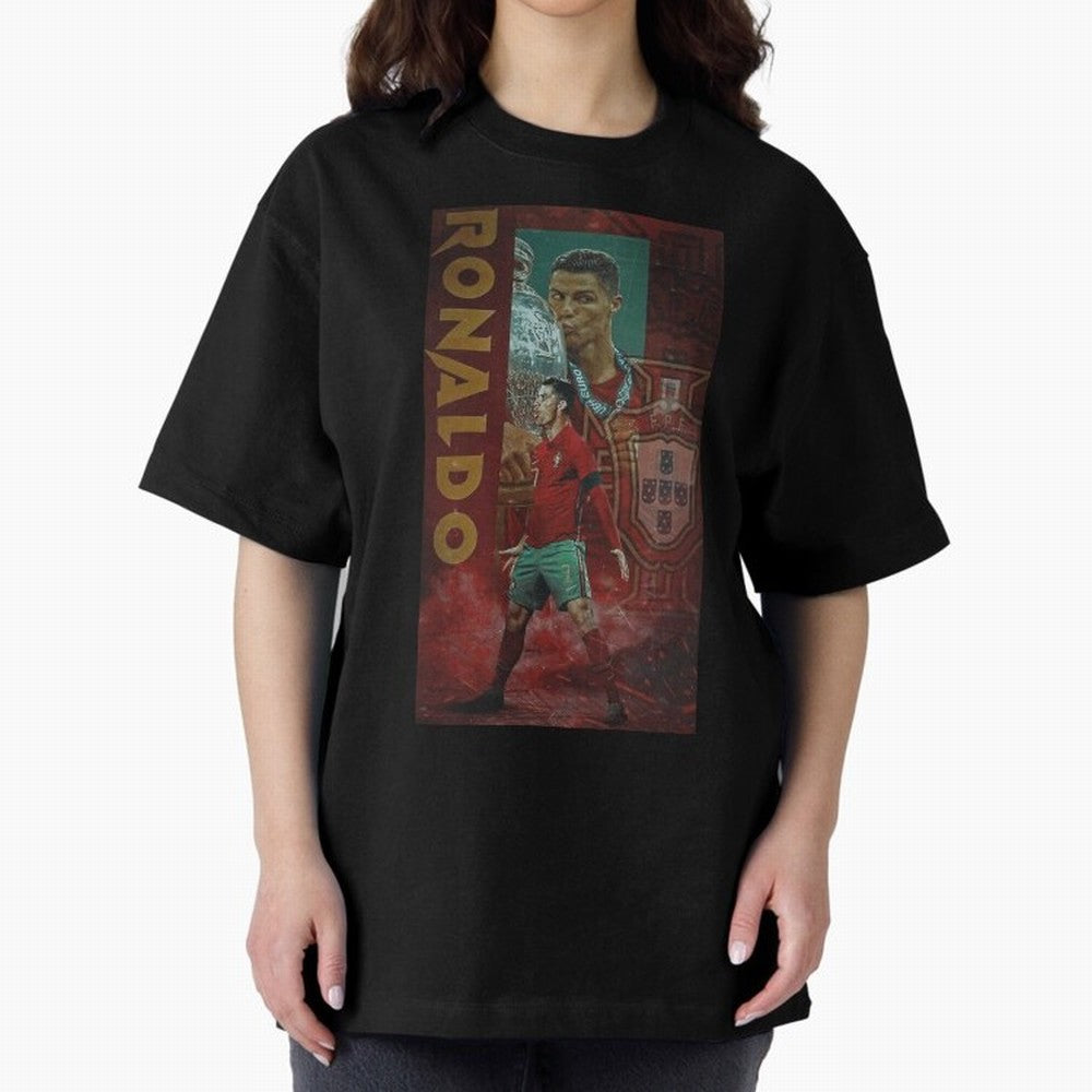 Cristiano Ronaldo Oversized T-Shirt Honor the FIFA World Cup 2026 Journey through Haaland and Mbappe Highlights, Brazil, Portugal and Argentina Pride, Vintage Soccer Flavor, Modern Football Stars, National Flags and Final Night Emotion; Great for