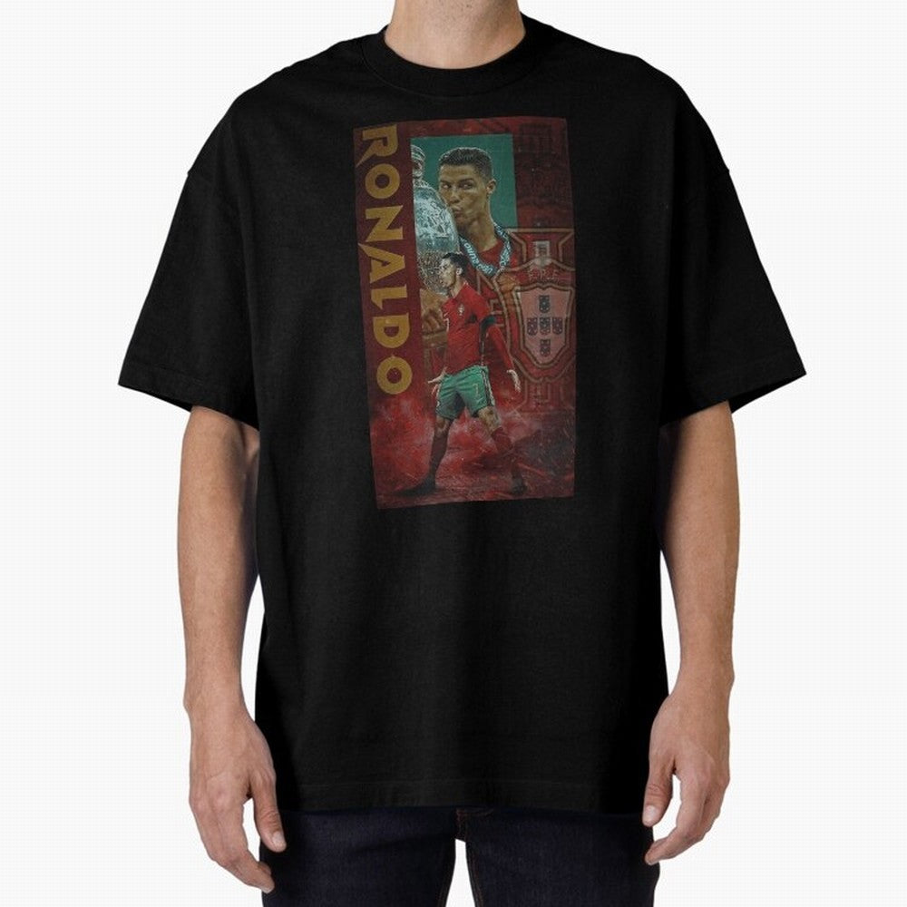 Cristiano Ronaldo Oversized T-Shirt Honor the FIFA World Cup 2026 Journey through Haaland and Mbappe Highlights, Brazil, Portugal and Argentina Pride, Vintage Soccer Flavor, Modern Football Stars, National Flags and Final Night Emotion; Great for