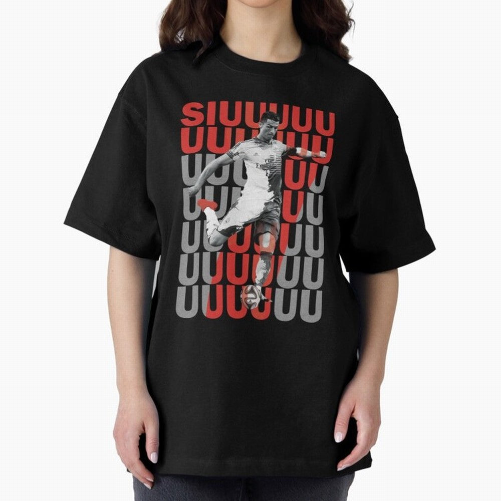 Siuuuuuu Cristiano Ronaldo Oversized T-Shirt Support the FIFA World Cup 2026 Group Stage Journey through CR7 and Messi Highlights, Spain Pride, Championship Spirit, Famous Goals, Roaring Crowds and International Football Unity; Ideal for Fans Who