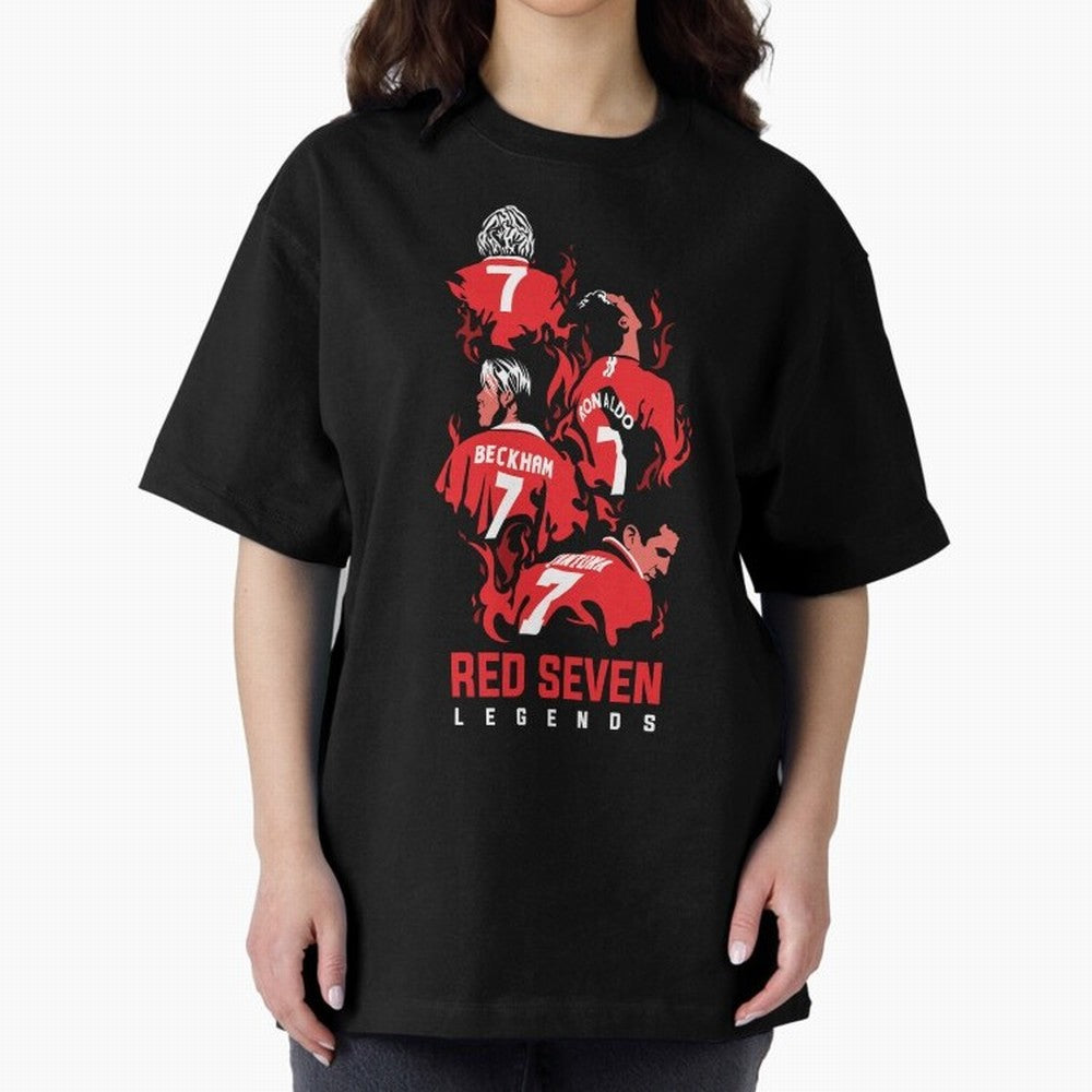 The Red Seven - Man Utd Oversized T-Shirt Capture Global Football Passion for FIFA World Cup 2026, Centered on Mbappe and Neymar, France and Portugal, Stadium Memories, Football Loyalty, International Chants and Championship Tradition; Great for