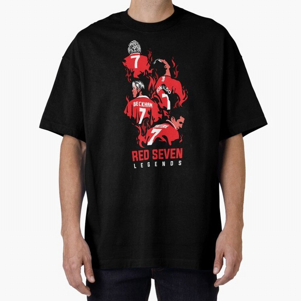 The Red Seven - Man Utd Oversized T-Shirt Capture Global Football Passion for FIFA World Cup 2026, Centered on Mbappe and Neymar, France and Portugal, Stadium Memories, Football Loyalty, International Chants and Championship Tradition; Great for