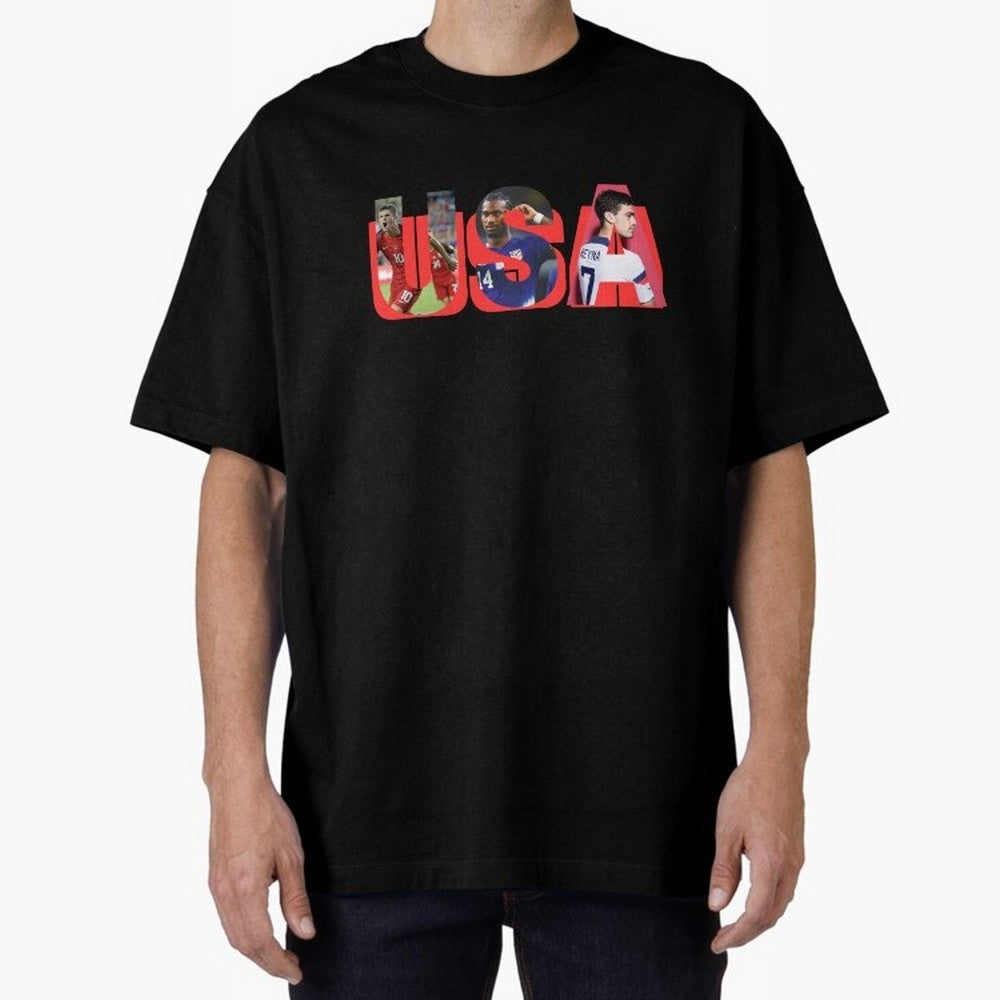 USA Soccer Cristian Pulisic, Haji Wright, Gio Reyna Oversized T-Shirt Keep the Match Day Mood of Match Day Hype around FIFA World Cup 2026, Messi, Argentina, France and Brazil, Goal Celebration Energy, Supporter Heritage, Football Icons and