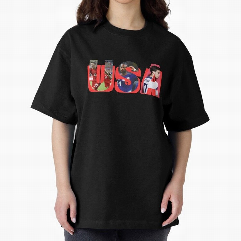 USA Soccer Cristian Pulisic, Haji Wright, Gio Reyna Oversized T-Shirt Keep the Match Day Mood of Match Day Hype around FIFA World Cup 2026, Messi, Argentina, France and Brazil, Goal Celebration Energy, Supporter Heritage, Football Icons and