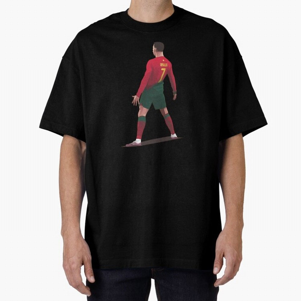 CR7 Celebration Pose Oversized T-Shirt Celebrate Unforgettable Nights in FIFA World Cup 2026 USA Canada Mexico for Fans of CR7 and Brazil, Bringing Football History, Final Match Energy, Crowd Noise and Once in a Lifetime Moments; Ideal for Fans Who
