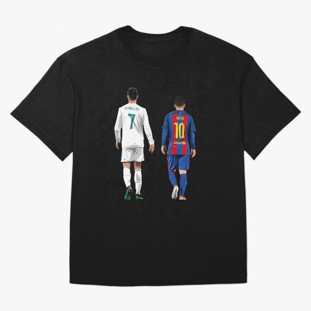 Cristiano Ronaldo And Messi Oversized T-Shirt Follow the Road to FIFA World Cup 2026 Spirit, Capturing Argentina and Brazil, Messi, Stadium Chants, National Pride, Trophy Dreams and Unforgettable Football Memories; Great for Watch Parties, Sports