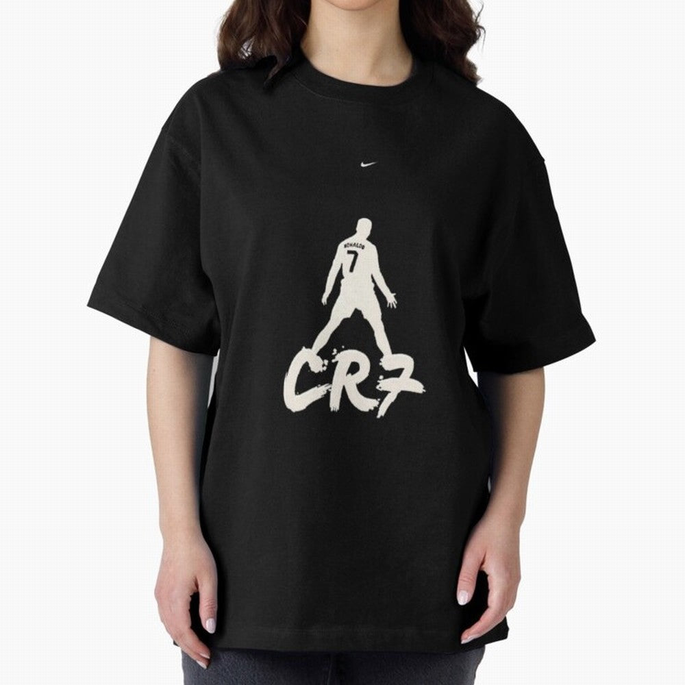 Cristiano Ronaldo CR7 Minimalist Silhouette Football Art Oversized T-Shirt Stand with FIFA World Cup 2026 USA Canada Mexico for Fans of Haaland and Mbappe and England, France and Netherlands, Bringing Classic Soccer Heritage, Championship Pressure,