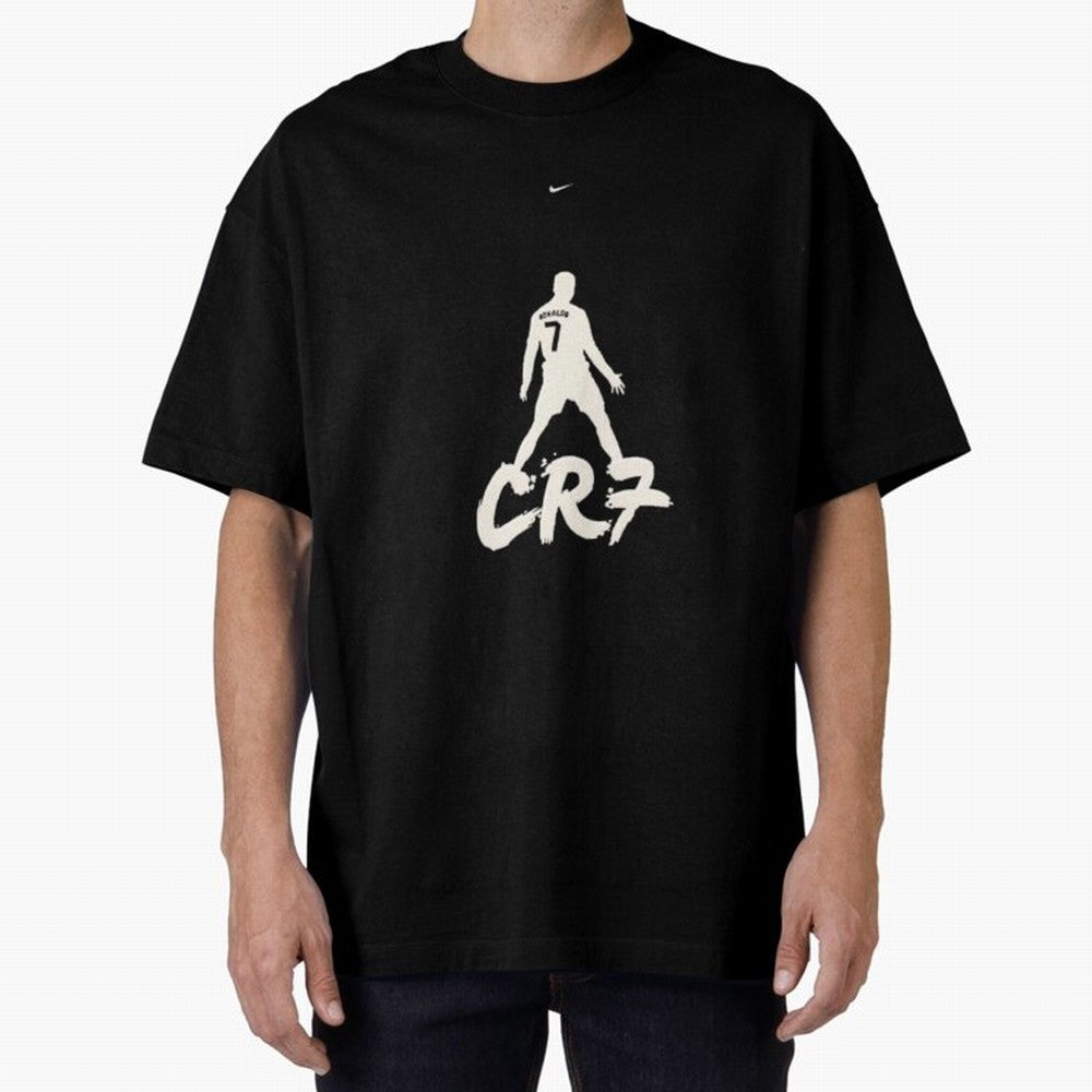 Cristiano Ronaldo CR7 Minimalist Silhouette Football Art Oversized T-Shirt Stand with FIFA World Cup 2026 USA Canada Mexico for Fans of Haaland and Mbappe and England, France and Netherlands, Bringing Classic Soccer Heritage, Championship Pressure,