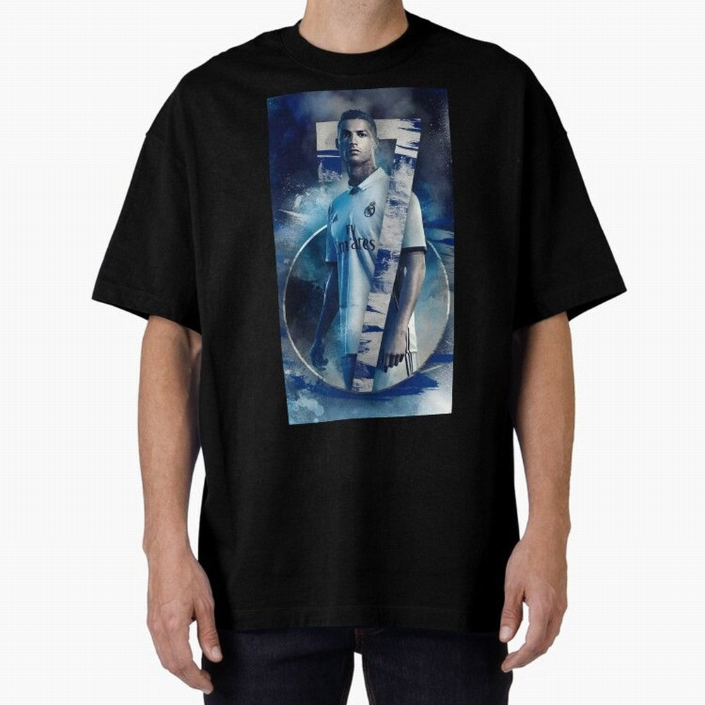 Cr7 art design wallpaper Oversized T-Shirt Capture Global Football Passion for FIFA World Cup 2026, Capturing Messi and Cristiano Ronaldo, Brazil, Championship Spirit, Famous Goals, Roaring Crowds and International Football Unity; Made for