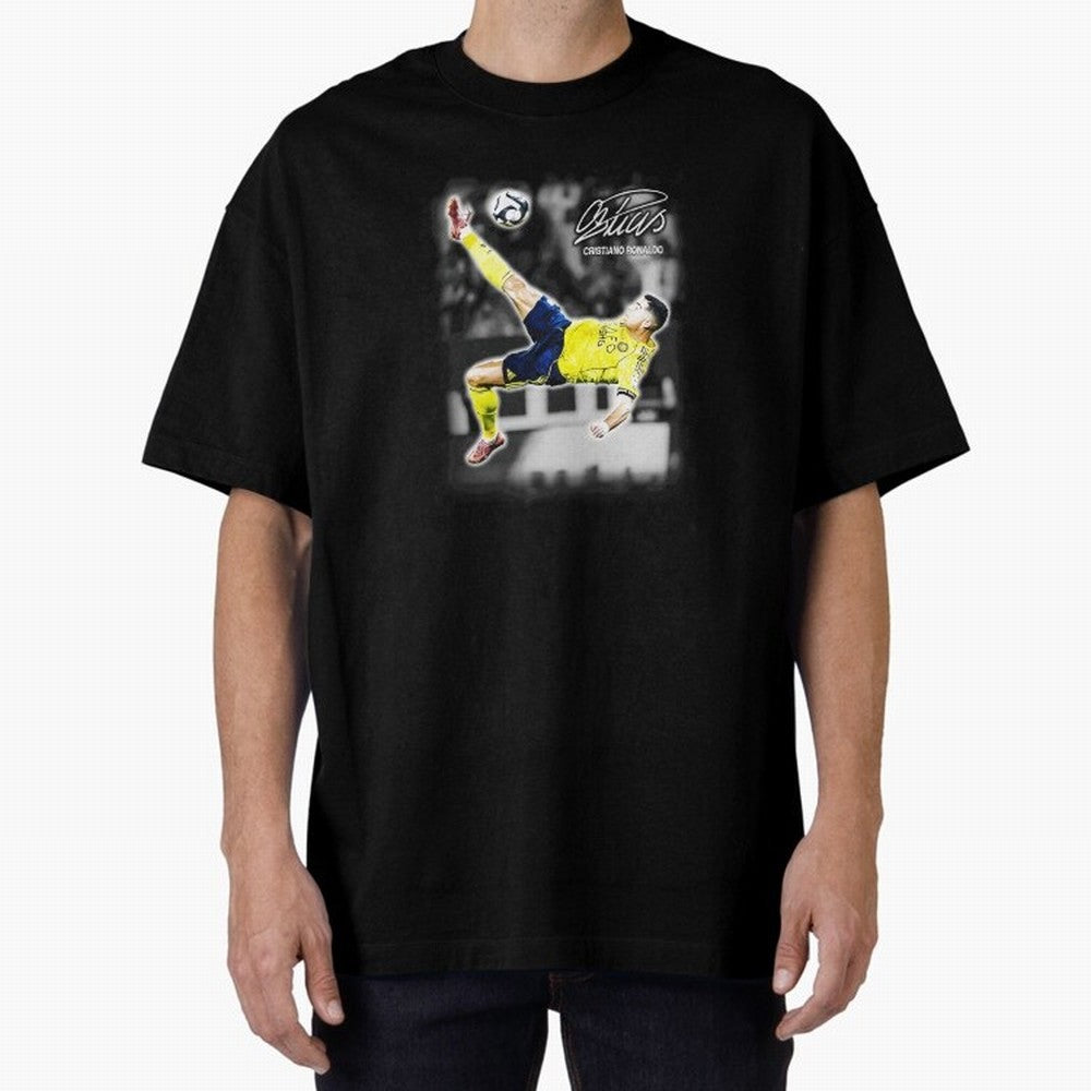 Cristiano Ronaldo Bicycle Kick Oversized T-Shirt Fuel Your Fan Pride for FIFA World Cup 2026 USA Canada Mexico Driven by Messi and Cristiano Ronaldo, France Energy, Goal Celebration Energy, Supporter Heritage, Football Icons and Worldwide