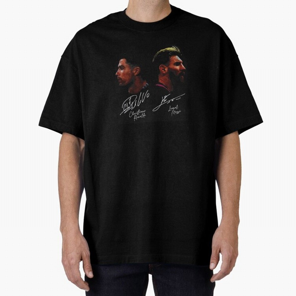Cristiano Ronaldo & Lionel Messi Signature Oversized T-Shirt Join the Countdown to FIFA World Cup 2026 USA Canada Mexico Spirit, Filled with France, Mbappe and Neymar, Game Day Rituals, Football Legends, Country Pride and the Road to the Final;