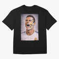 Cristiano Ronaldo ¡ª A Fan Portrait in Motion Oversized T-Shirt Celebrate Fan Culture around Match Day Hype around FIFA World Cup 2026 Group Stage, Messi, Neymar and Mbappe, Spain, Worldwide Fan Energy, Dramatic Goals, Stadium Lights and