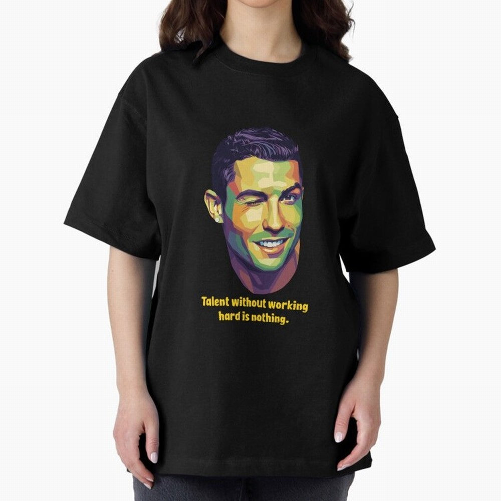 Cristiano Ronaldo Quotes Oversized T-Shirt Celebrate Football Dreams Across the FIFA World Cup 2026 USA Canada Mexico Journey through Mbappe and Neymar Highlights, England and Germany Pride, Football Passion, Legendary Performances, Festival Vibes
